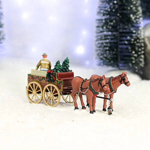 Lemax Christmas Tree Wagon (Set Of 2) 2 Lemax Christmas Tree Wagon (Set Of 2) - Image 2