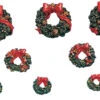 Lemax Village Wreaths With Red Bow - 12 Piece Set